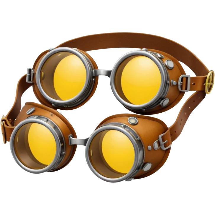  Simple brown round leather steampunk goggles with yellow-tinted lenses emoji