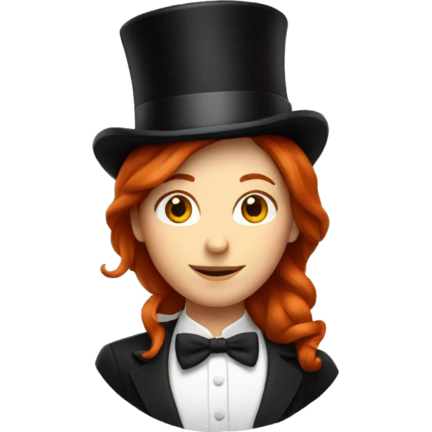 Redhead wearing a top hat emoji