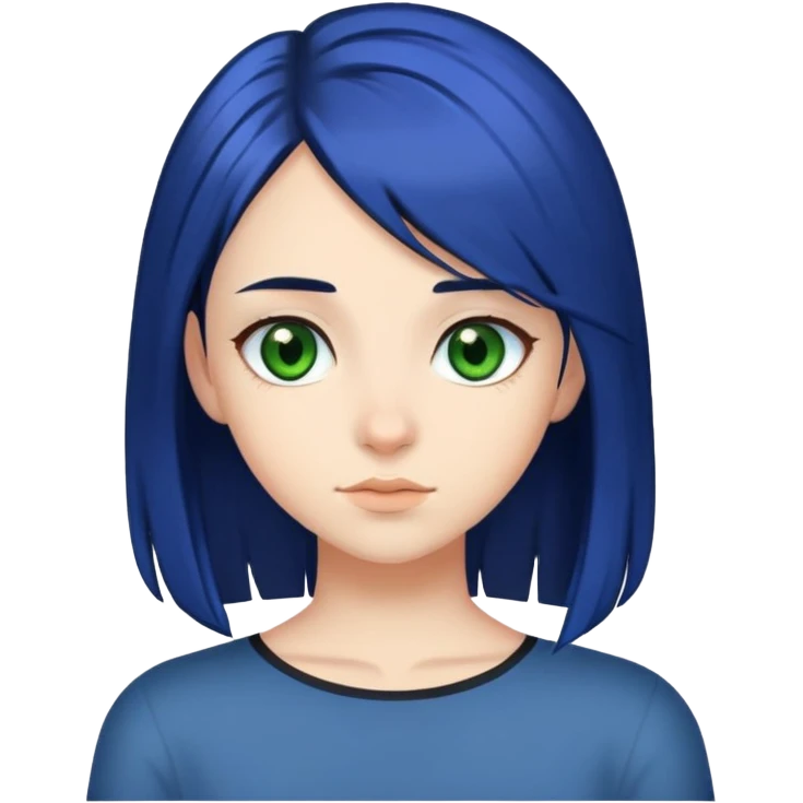Girl Witz shoulder-long black-blue hair and brown-green Eyes, Teenager emoji