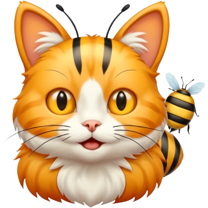 Cat with a bee emoji
