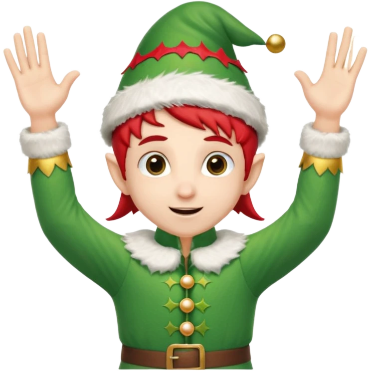 DUENDE NAVIDEÑO CON MANOS ARRIBA ANIMANDO emoji