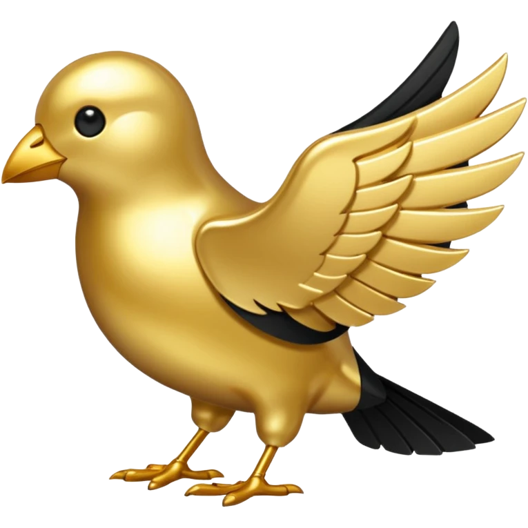 One single shiny Gold and black twitter icon, png, no background, no border emoji