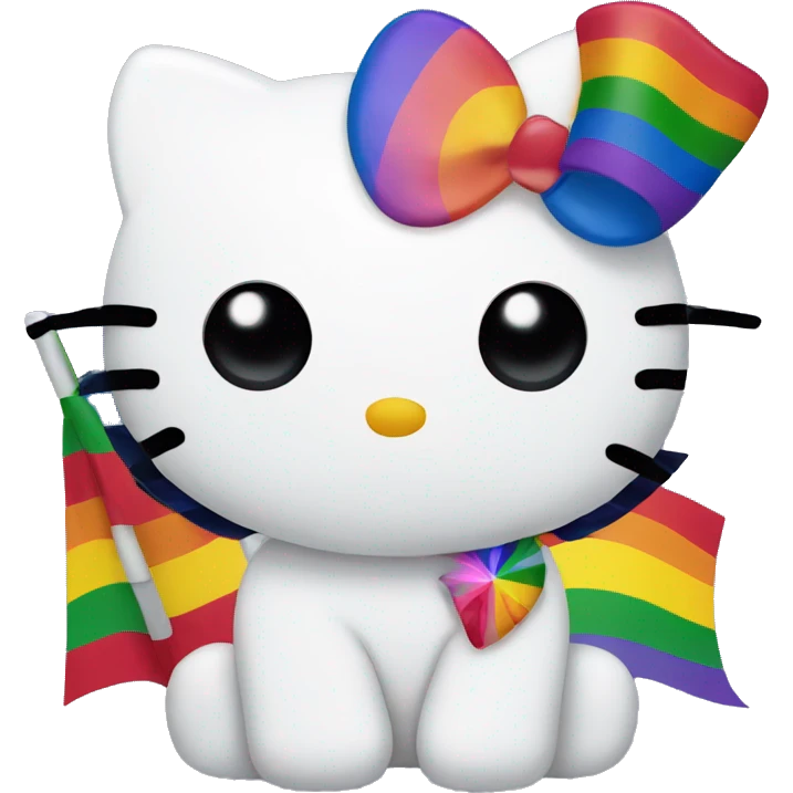 Hello kitty with a pride flag  emoji