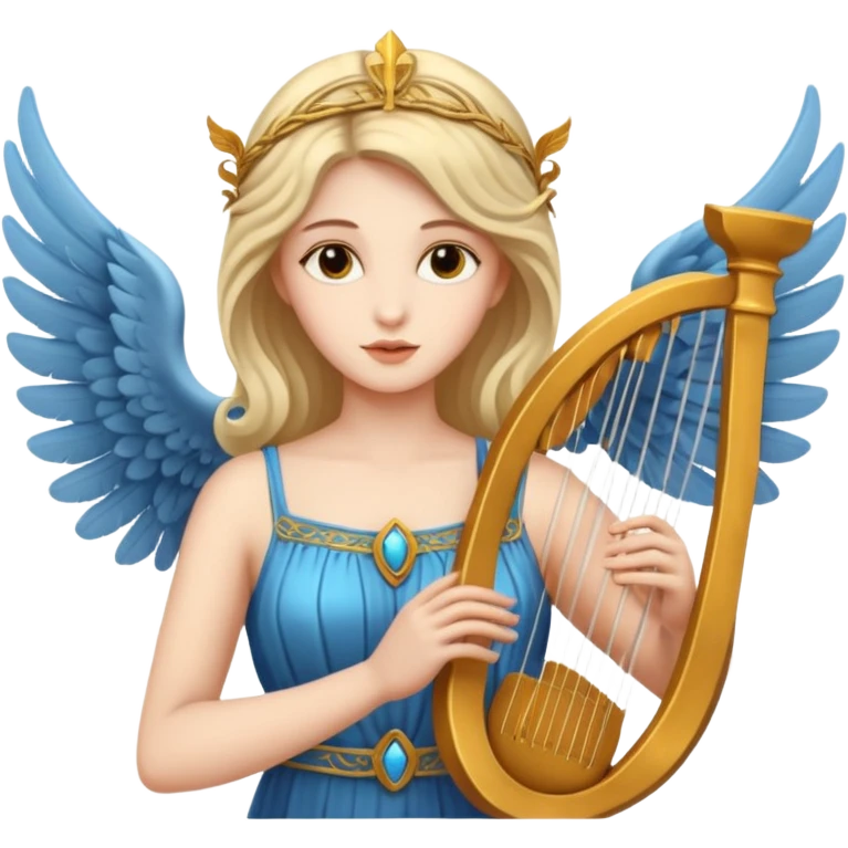 Muse of inspiration with wings and a lyre in her hand emoji