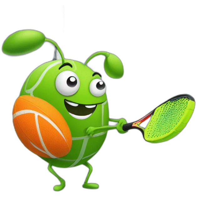 Green cartoon bug playing padel  emoji