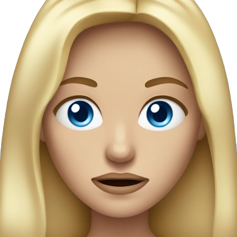 Long blond hair blue eyes woman that looks pissed emoji