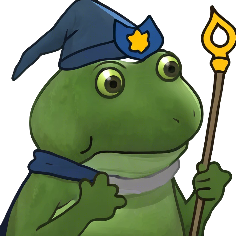 A frog that's a wizard witha staff  emoji