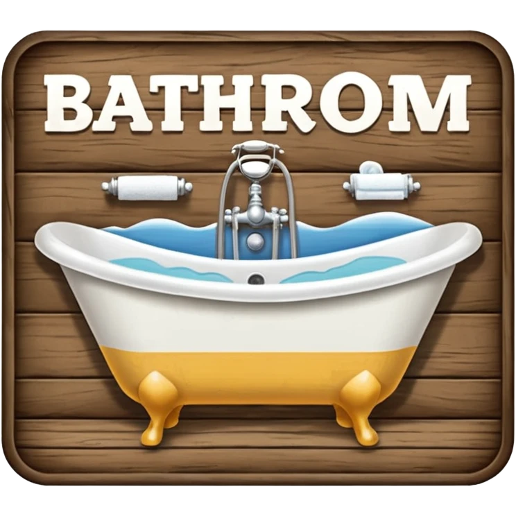 Wooden bathroom sign  emoji