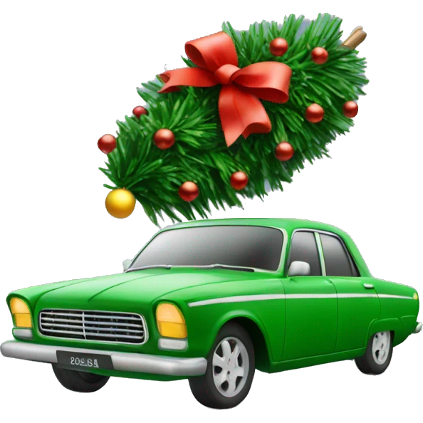 Christmas blsck car with Christmas tree emoji