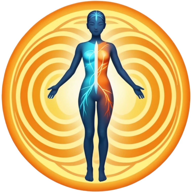human silhouette with balanced energy lines emoji