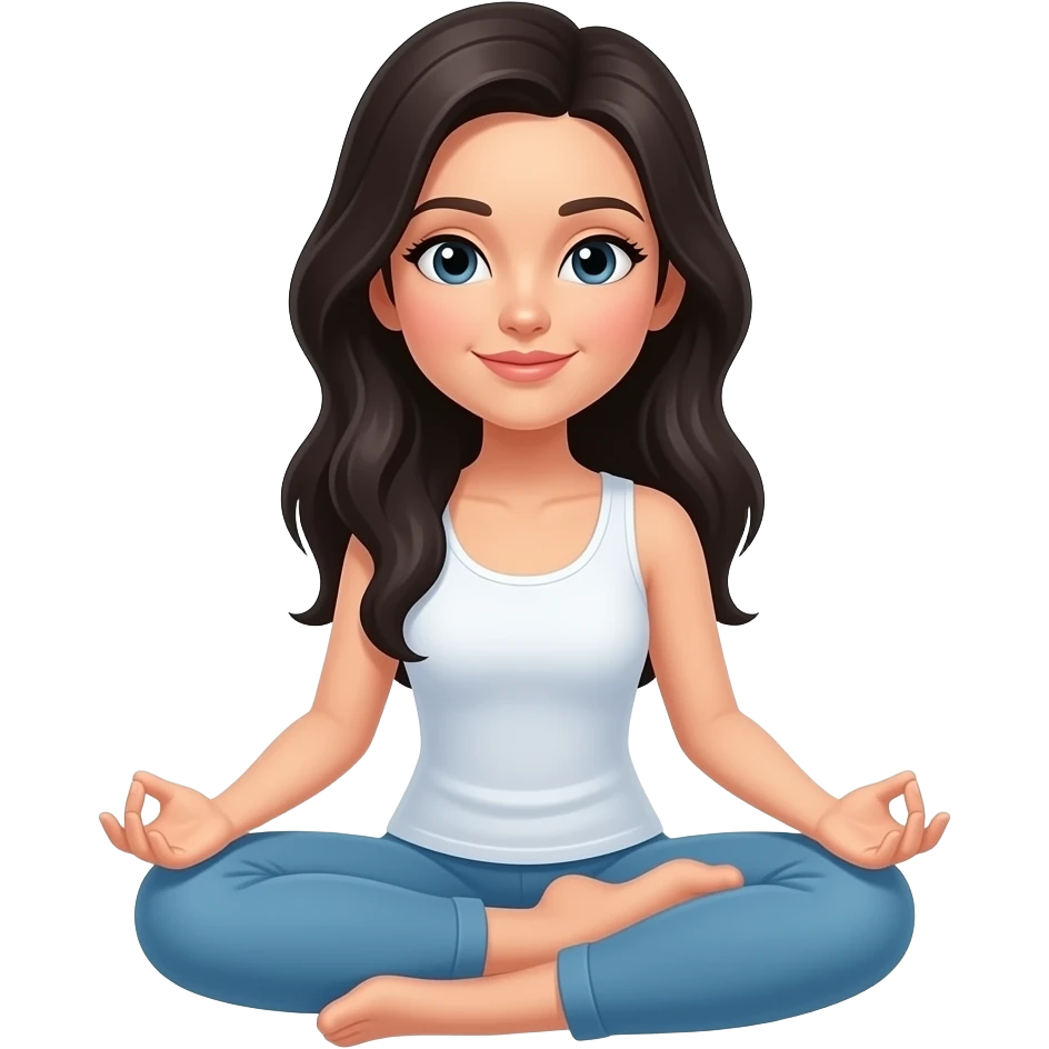 Black hair  female in zen sitting pose emoji