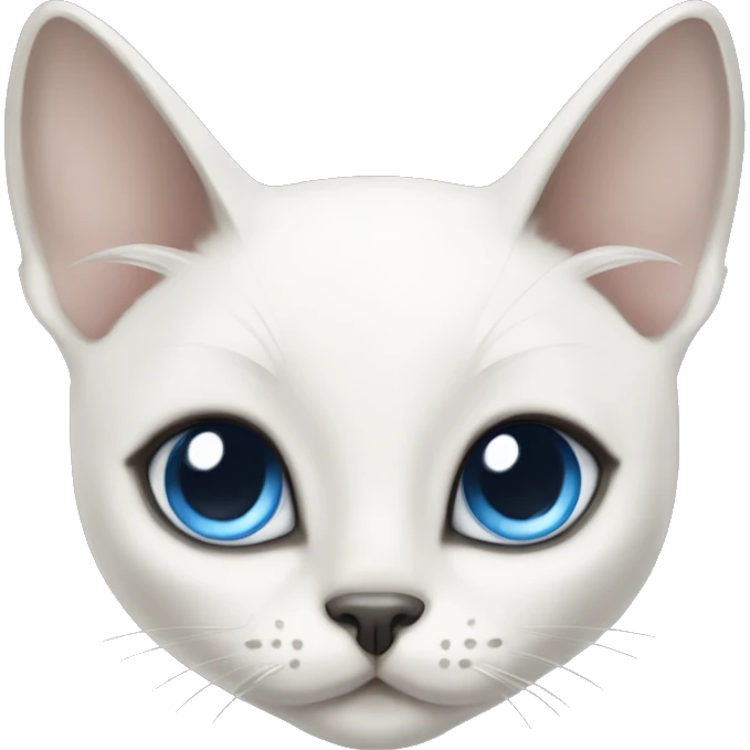extremely cute kawaii white siamese cat with gray markings and blue eyes emoji