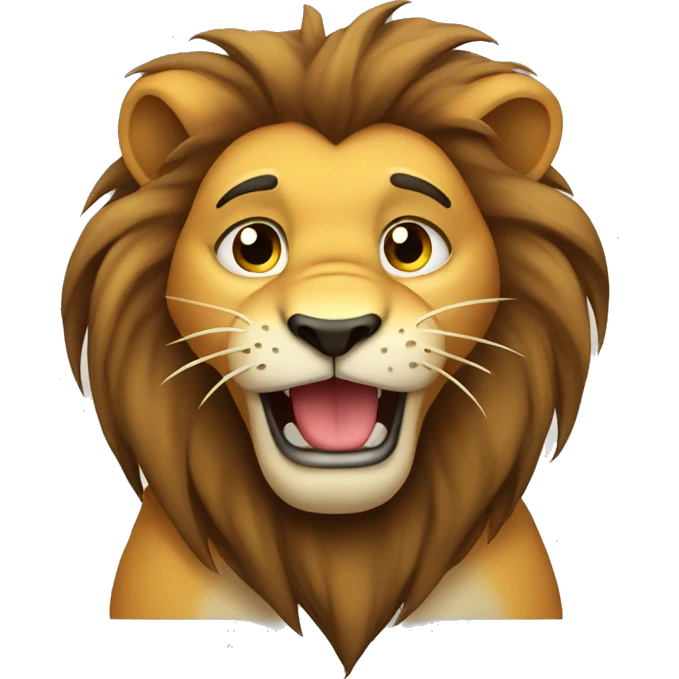 Cute young male lion holding back tears 🥹 showing hole lion emoji