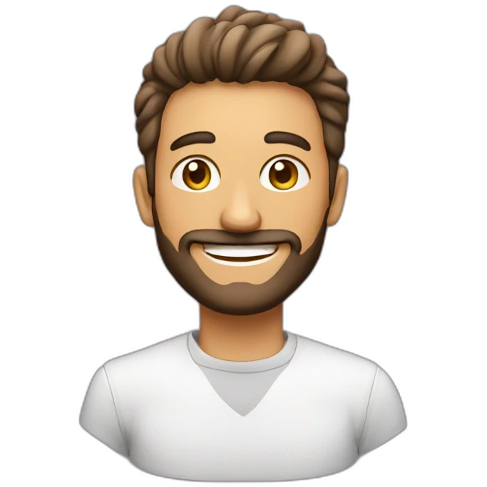 Hombre si pelo con barba blanca sonriendo emoji