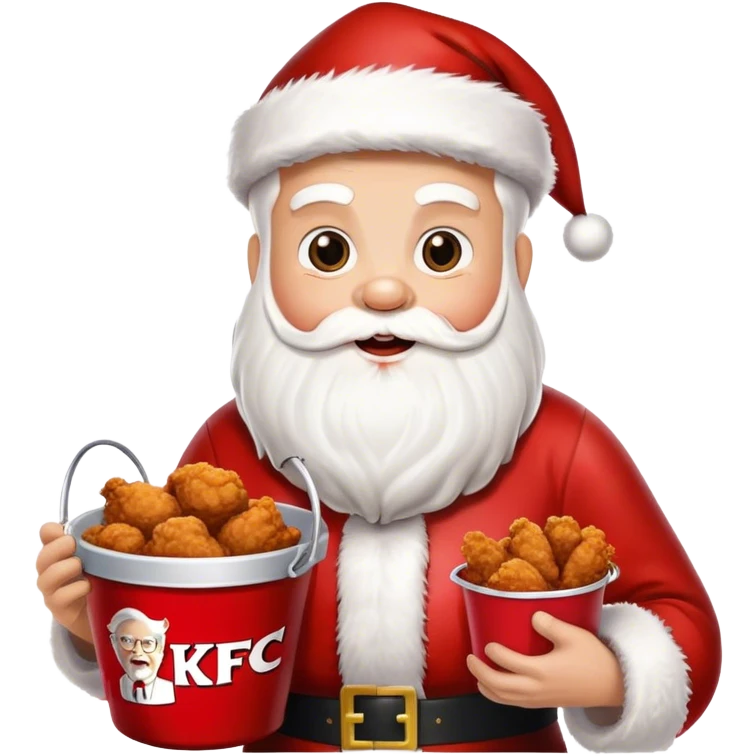 santa holding a bucket of "KFC" chicken emoji
