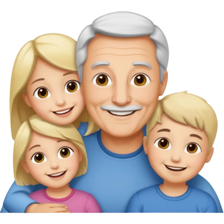 Papa solo avec ses deux filles et son fils emoji