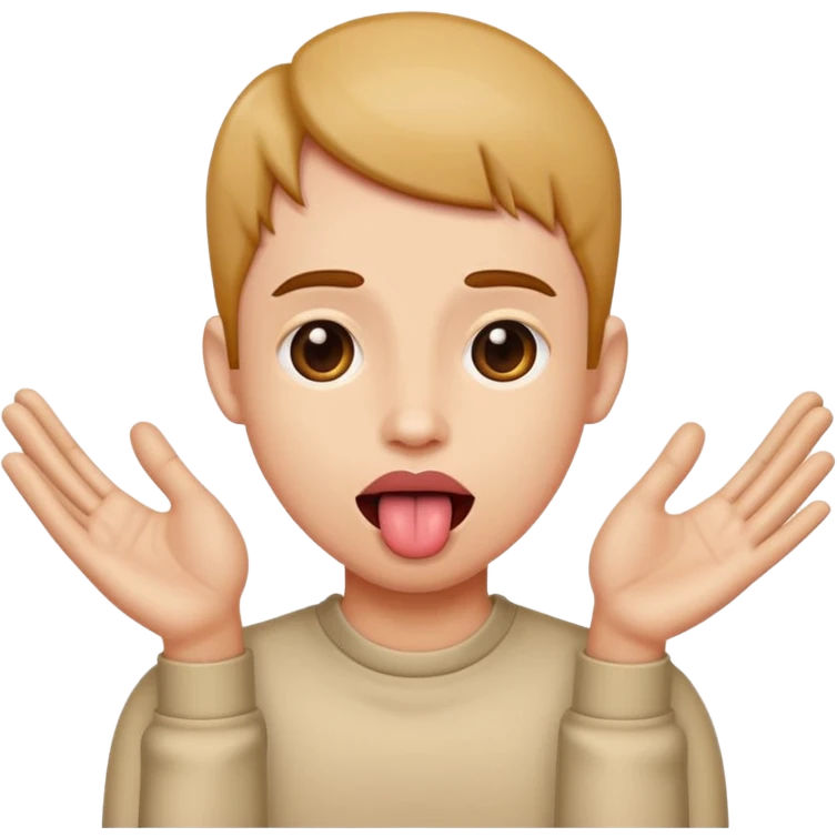 Tongue out with hands to the side emoji