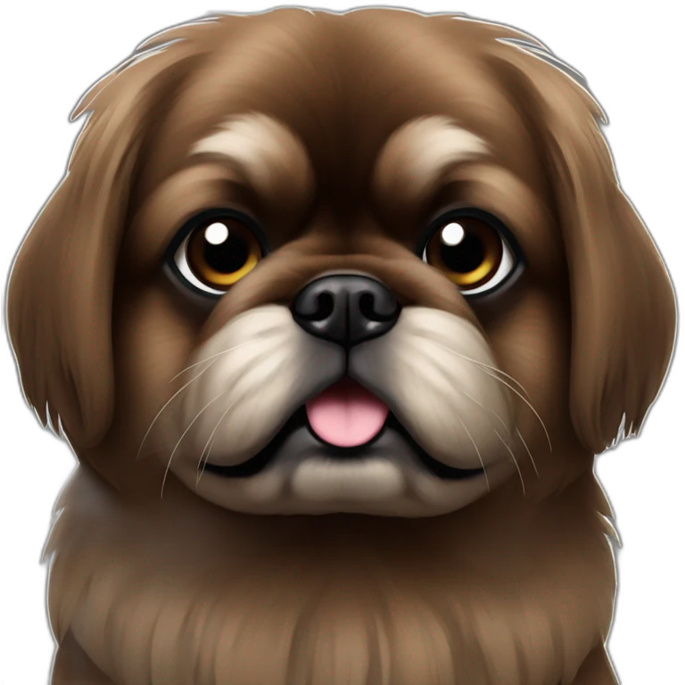 Dark brown pekingese emoji