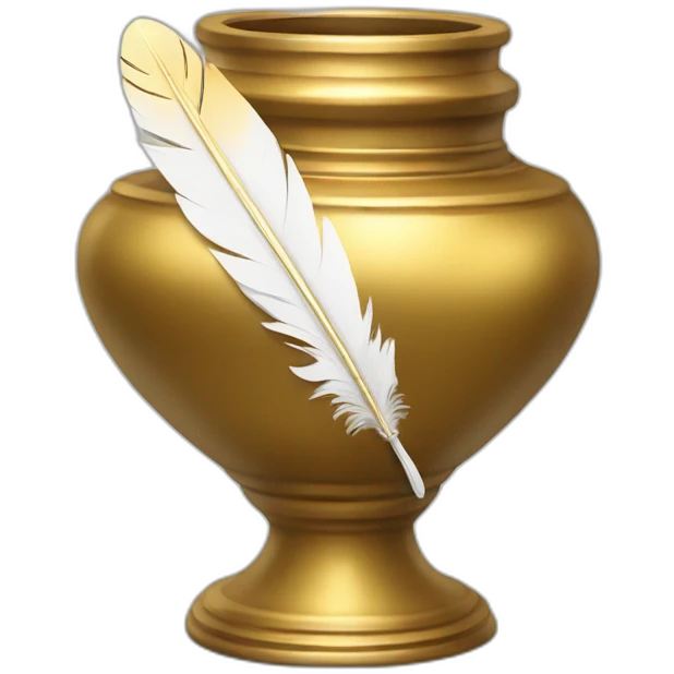 gold inkpot white feather emoji