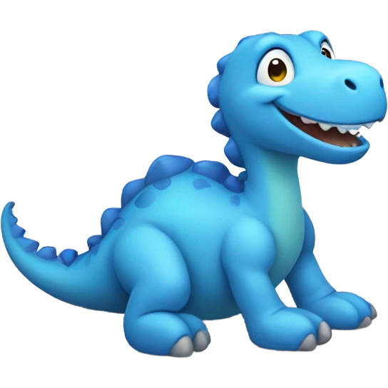 little blue Dino, full body, lay on the ground, closing eyes, smiling emoji