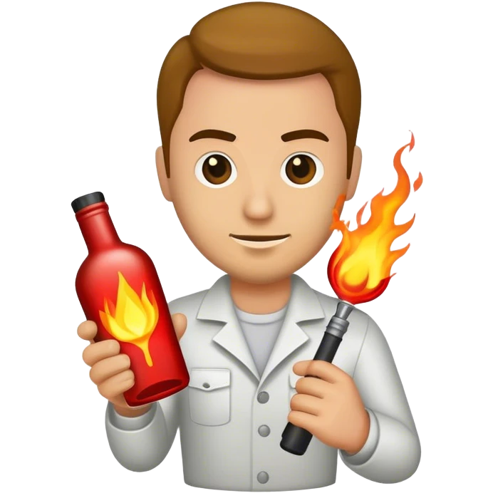 Man holding a Molotov cocktail emoji