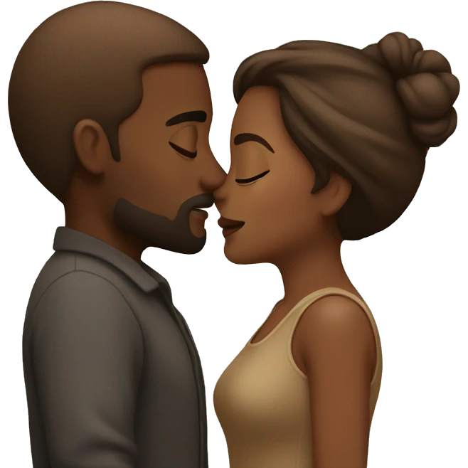 Brown couple kissing  emoji