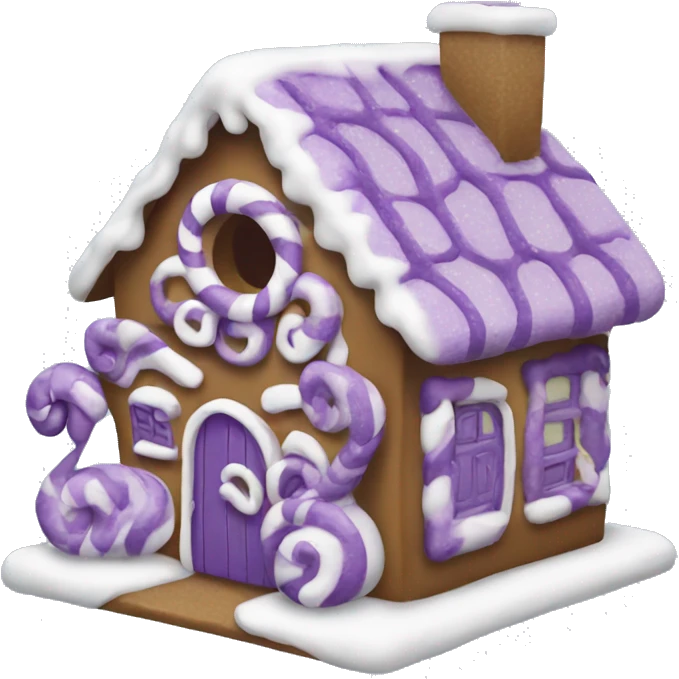 Purple and white gingerbread house emoji