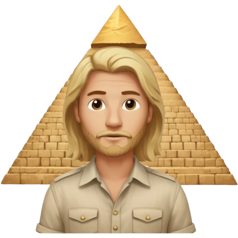 male blond long hair agent with short beard in egypt with pyramids emoji
