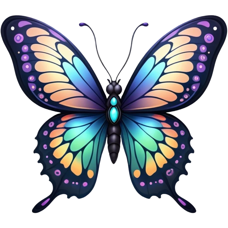 Dark, glowing, bio-luminescent butterfly, with intricate patterns emoji