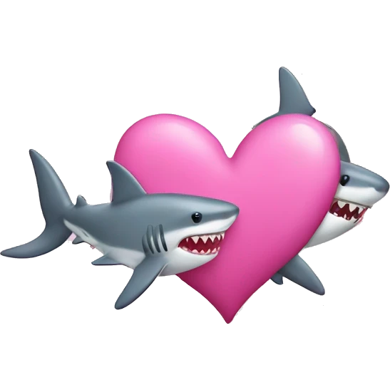 pink love heart with sharks emoji