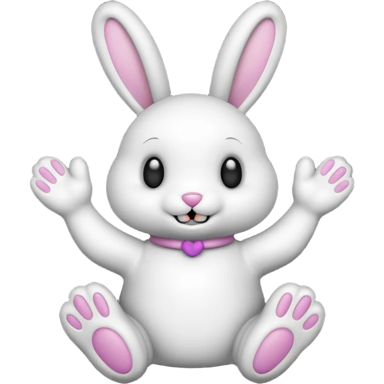 Emoji pour twitch d'une peluche lapin squelette noir faisant signe de la patte avec le texte:"Hi !" emoji
