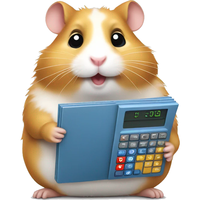 Hamster focused using calculator emoji