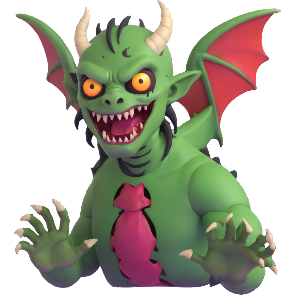 human dragon with a zombie face emoji