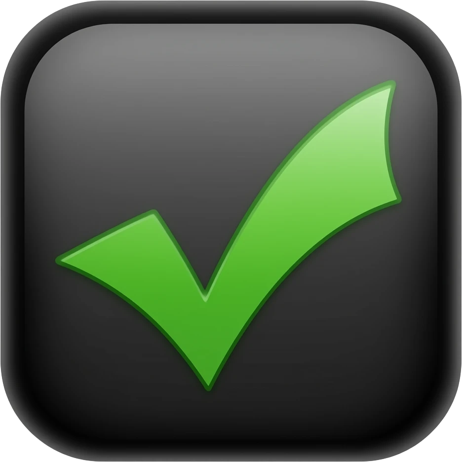 Check mark inside a box colour green and black emoji