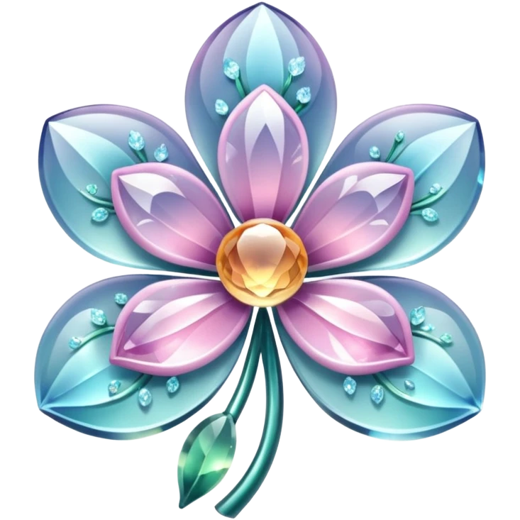 Sparkly glossy Pastel  glass crystal flower  emoji