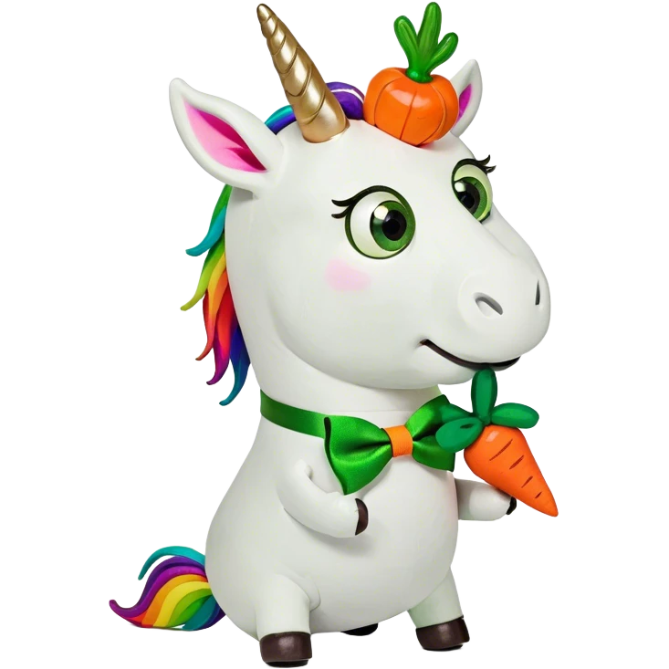 a unicorn with tiny legs and a carrot for a horn  emoji
