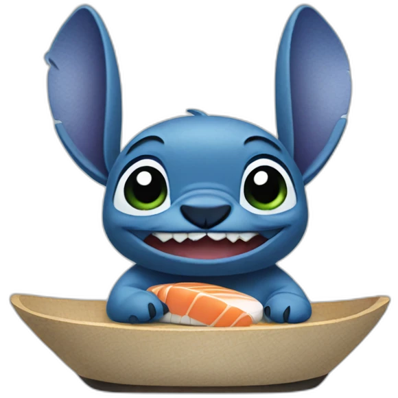 Stitch qui mange des sushi emoji