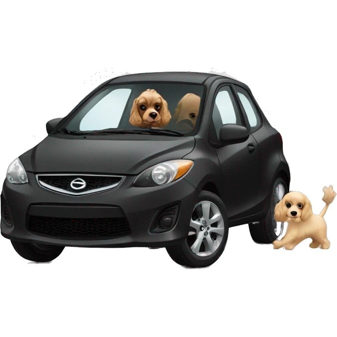 Light Cocker Spaniel driving a Black Mazda 2 emoji