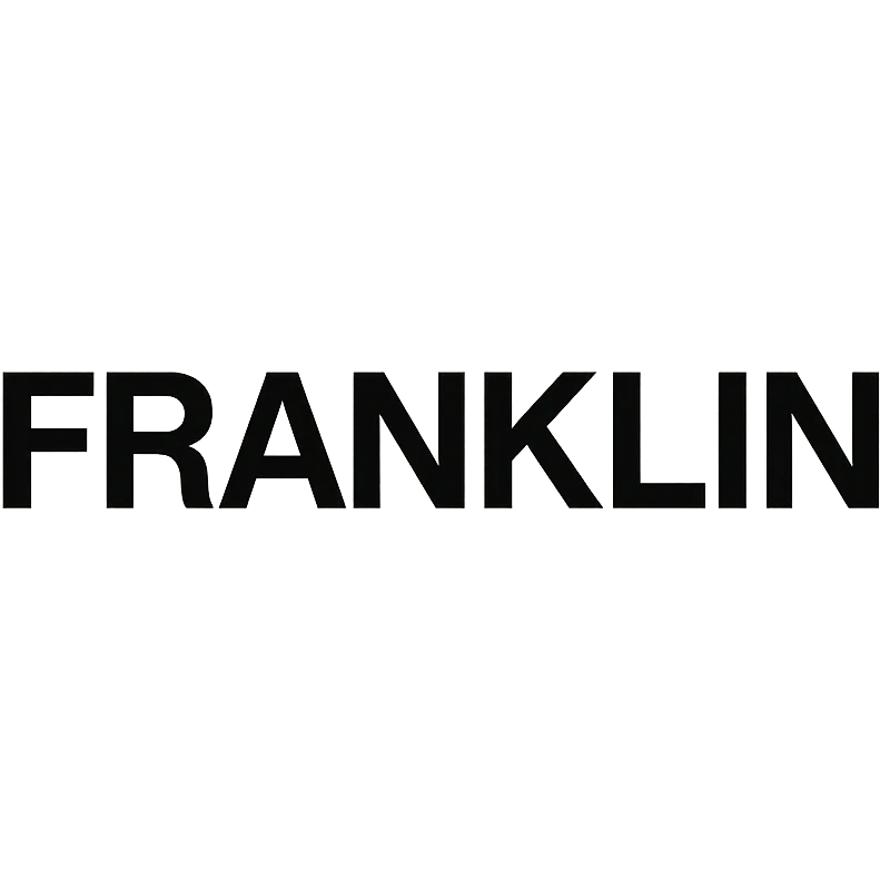 word mark of 'FRANKLIN' in all uppercase, Helvetica-style startup font, minimalist, pure black emoji