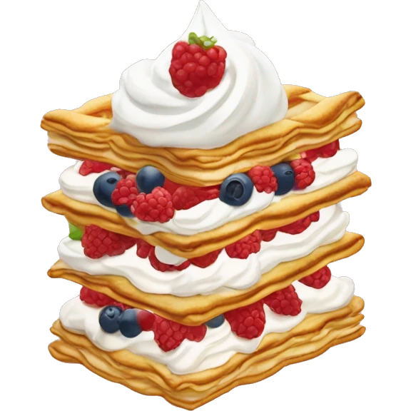 Mille feuille with berries and whipped cream  emoji
