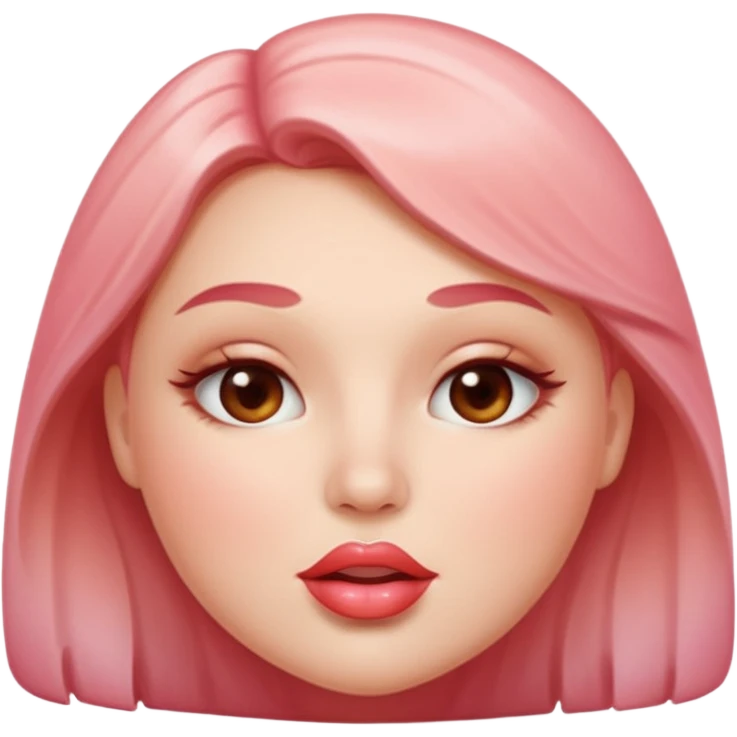 Glossy, plump lips biting the bottom lip, subtle shine on the top lip, soft blush gradient in the background for contrast. emoji