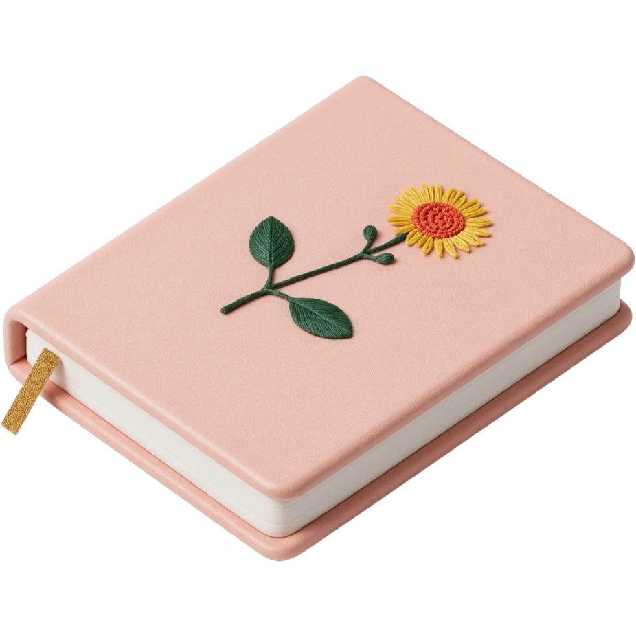 pretty floral embroidered hardcover journal emoji