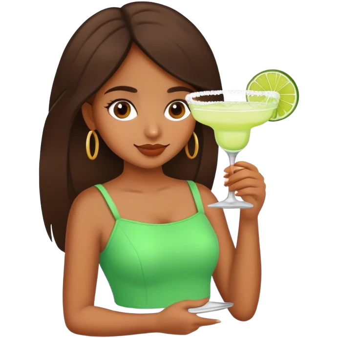 Brown girl drinking margarita emoji