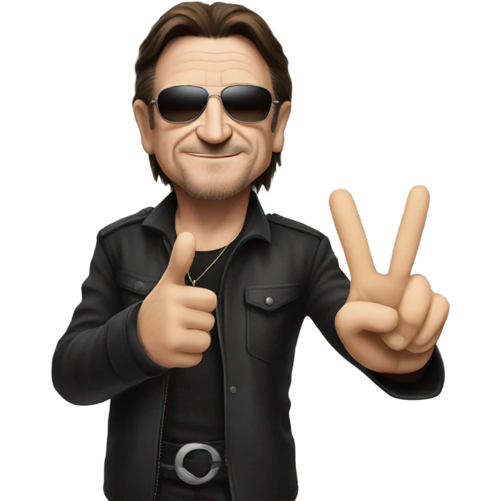 Bono doing peace sign emoji