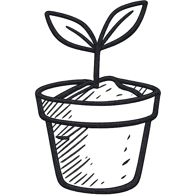 A small pot with a seedling sticking out of the soil emoji