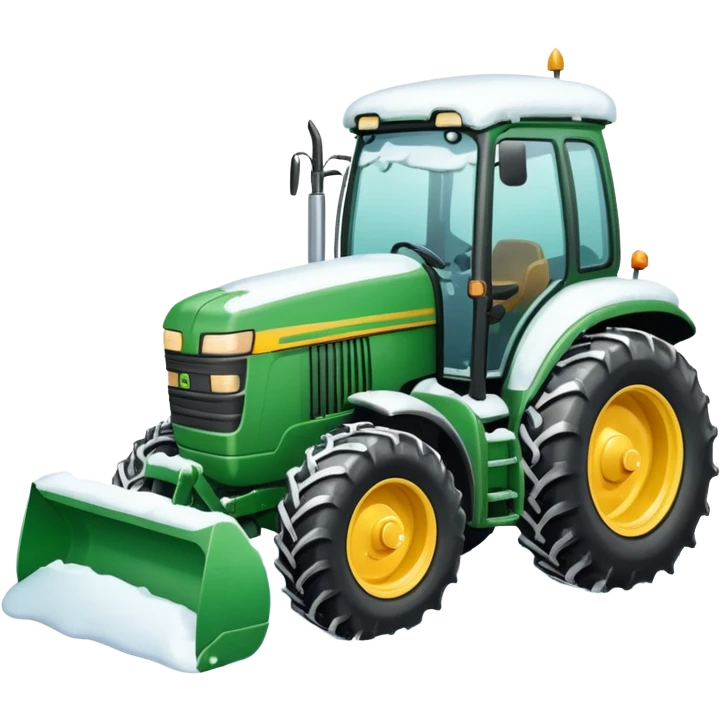 Big Green tractor with yellow blade pushing snow emoji