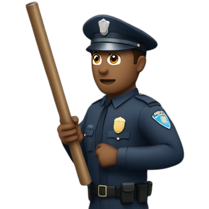 A policeman with a baton in his hand getting ready to strike emoji