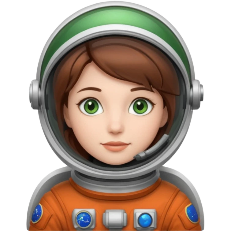 Astronauts, Young, female, white skin, green eyes, brown hair emoji