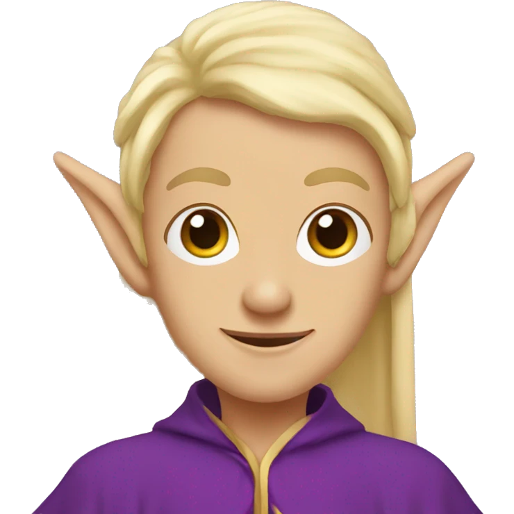 Elf with Elf ears and blonde hair and purple robes emoji