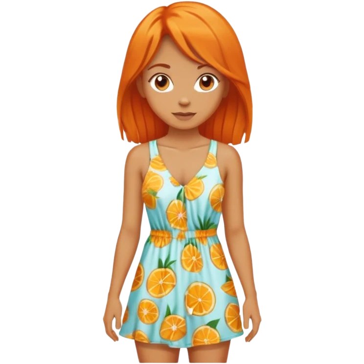 orange hair woman with beach outfit dress full body emoji